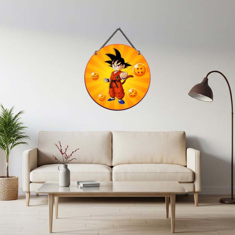 Anime Theme Wooden Wall Hanging for Kids' Bedroom, Living Room & Playrooms Birthday Return Gift For Kids & Anime Lover (Goku)